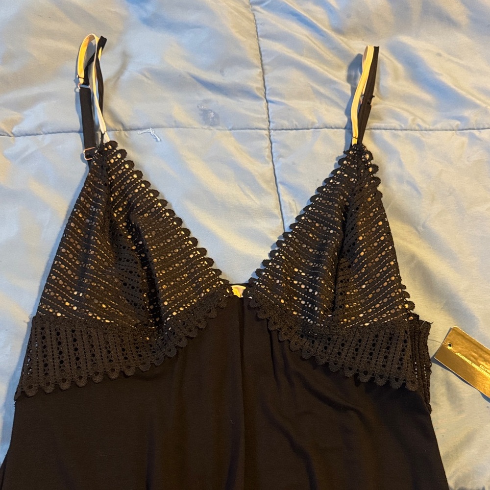 INC International Concepts Black Lace Detail Top